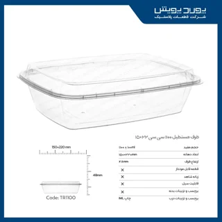 ظرف مستطیل 1100 سی سی پولاد پویش